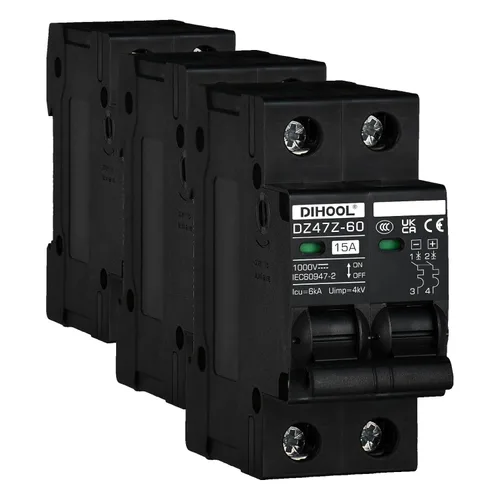 Vista 8 de DIHOOL Disyuntor DC Interruptor de desconexión solar de 100 amperios 2p 1000V para PV, UPS, batería de RV, montaje en carril DIN..