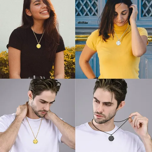Vista 2 de Supcare - Collar con medallón que sostiene imágenes grabadas con foto, regalo personalizado para hombres y mujeres (con caja de regalo de joyería)