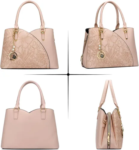 Vista 4 de KKXIU Monederos y bolsos de mano con triple compartimento para mujer, bolso de mano con asa superior