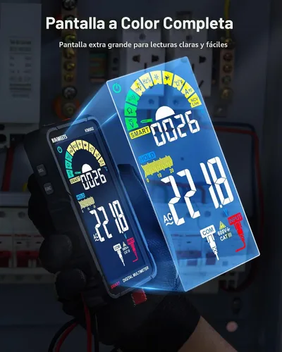 Vista 4 de KAIWEETS - Multímetro inteligente recargable con voltímetro digital de rango automático, mide voltaje, corriente, resistencia, continuidad