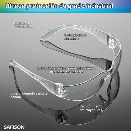 Vista 5 de Gafas de Seguridad a Granel Paquete de 28 Resistentes a Impactos y Rayones Gafas Protectoras Transparentes de Policarbonato EPI para Construcción