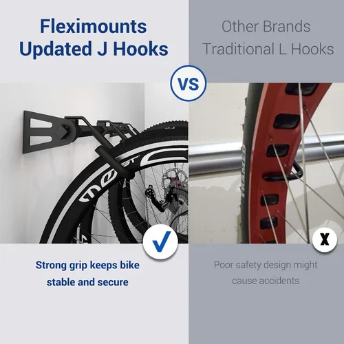 Vista 3 de FLEXIMOUNTS - Soporte de pared para 4 bicicletas, resistente, para hogar y garaje, capacidad hasta de 200 lb