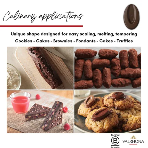 Vista 3 de Valrhona Discos de chocolate negro para hornear francés prémium (cinco). EQUATORIALE 55% de cacao. Fácil de derretir y templar. Cremosos