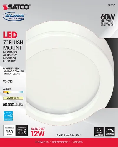Vista 3 de Satco S9882 - Montaje empotrado LED moderno contemporáneo en acabado blanco, 7.00 pulgadas