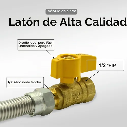 Vista 3 de TTFLEX Kit de línea de gas flexible de 22 pulgadas con válvula de cierre