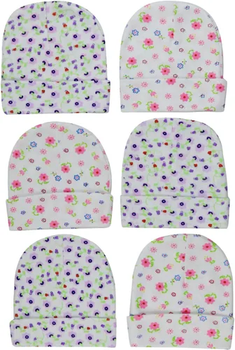 Vista 12 de ToBeInStyle Paquete de 3, 5 o 6 gorros cómodos de algodón de doble capa para bebés recién nacidos