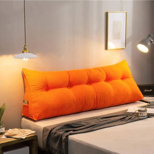 Vista 2 de Almohada de cojín grande suave y cómoda para el respaldo del cabecero para leer Descanso en cama individual, soporte de cuña triangular transpirable