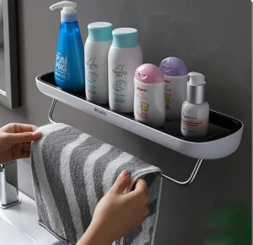 Vista 9 de Organizador de ducha negro montado en la pared, organizador de baño resistente al óxido sin taladrar con adhesivo fuerte para champú, jabón