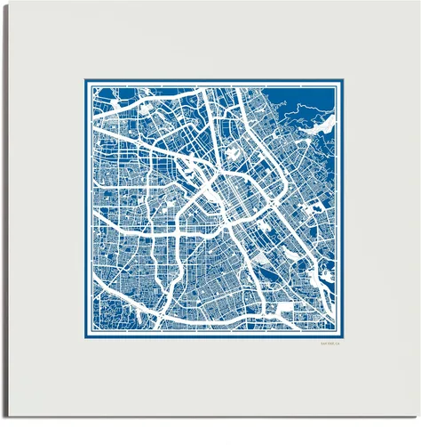 Vista 136 de O3 Design Studio San Diego, CA Paper Cut Map Matted Grey 20x20 in Paper Art