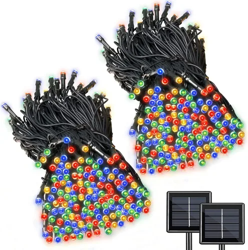 Vista 14 de Luces de Cadena Solares Luces de Navidad Solares 200 LED 72 Pies 8 Modos Luces de Cadena para Exteriores Impermeables para Jardín Fiesta Patio Hogar