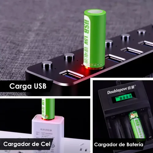 Vista 4 de Pilas Aa Recargables Usb Baterías Recargables 1.5v
