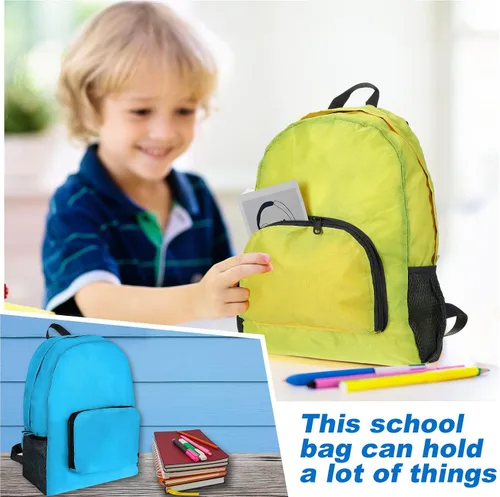 Vista 3 de Sherr Paquete de 20 mochilas plegables, mochila ligera a granel para adultos, bolsa clásica de colores mezclados, suministros de donación de viajes