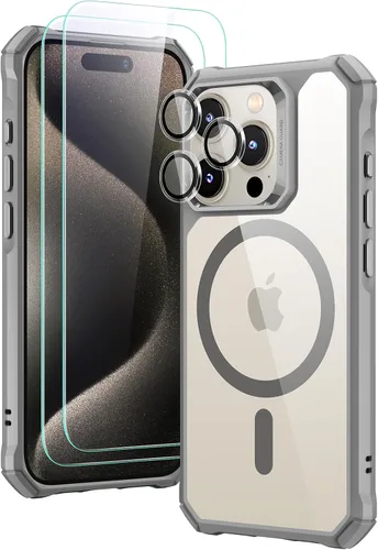Vista 9 de ESR Funda para iPhone 15 Pro, compatible con MagSafe, protección de grado militar, esquinas de protección de aire a prueba de golpes, parte trasera