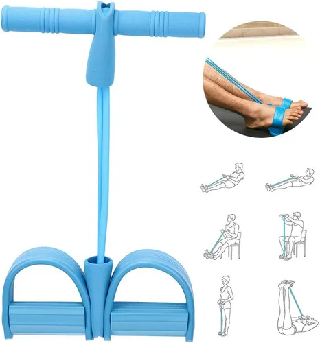 Vista 2 de Banda de pedal, 2 tubos para fitness, para yoga, ejercitador, entrenamiento multifunción, cuerda de tensión para cuerpo X, abdomen, cintura, brazo