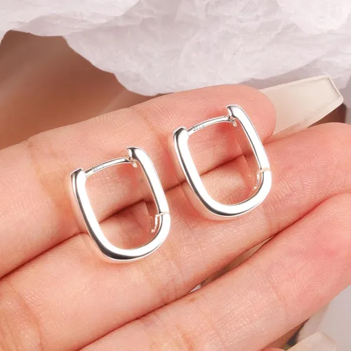 Vista 5 de Small Chunky Silver Hoop Earrings for Women Small Gold Hoop Earrings Plateado