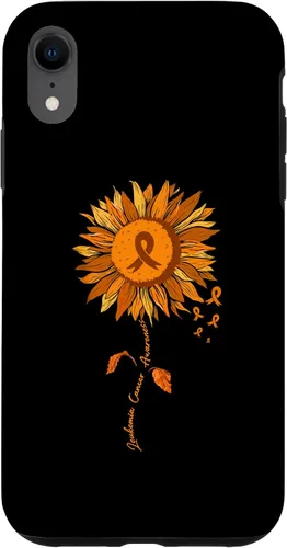 Vista 25 de Funda para iPhone 17 con cinta naranja y girasol de conciencia sobre la leucemia