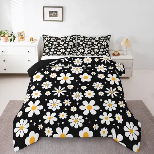 Vista 19 de Feelyou Juego de ropa de cama con lazos bonitos y cerezos, tamaño individual, para niños, juego de edredón con lazos de acuarela para niños, niñas