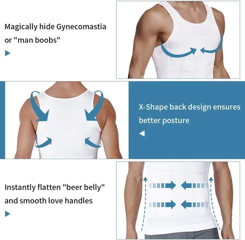 Vista 3 de GSKS Compression Shirts for Men Body Shaper Slimming Shirts Shapewear with Zipper
