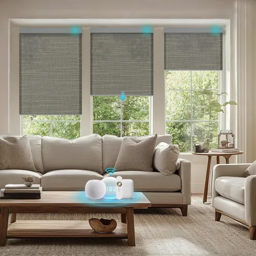 Vista 37 de Persianas motorizadas con control remoto, persianas enrollables opacas completas, funcionan con Homekit Alexa y Google Assistant, persianas solares