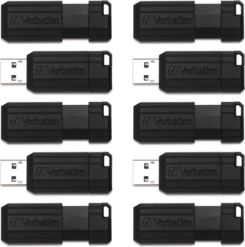 Vista 9 de Verbatim 8GB Pinstripe USB 2.0 Flash Drive Retractable Thumb Drive - Negro