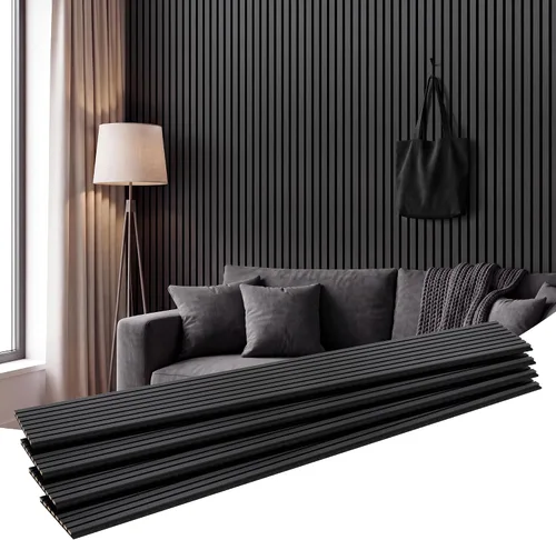 Vista 19 de Amsleekey Paquete de 4 paneles de pared de listones de madera acústica de Teca