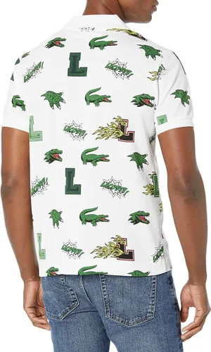 Vista 2 de Lacoste Polo navideño con estampado de cocodrilo de ajuste regular para hombre