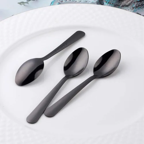 Vista 4 de Juego de 12 cucharas de café Demitasse de acero inoxidable, mini cuchara de 4.5 pulgadas, pequeñas cucharas de espresso para café, azúcar, postre