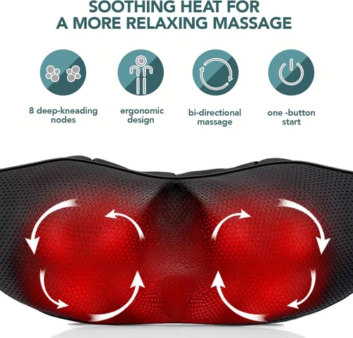 Vista 2 de MagicMakers - Masajeador Eléctrico Shiatsu de Cuello con Calor - Alivio del Dolor para la Espalda, Hombros y Pies - Regalo para Hombres, Mujeres