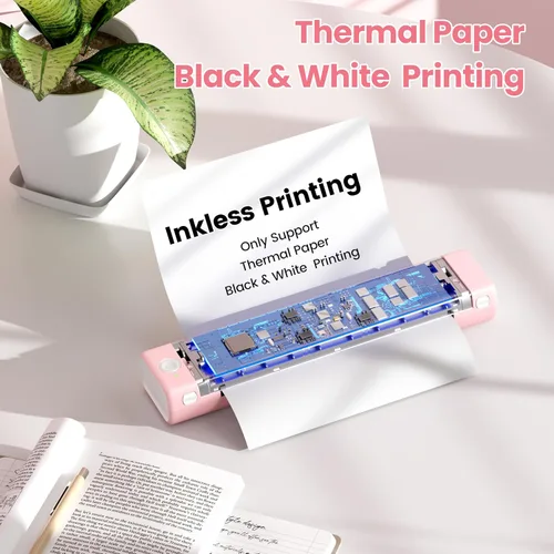 Vista 6 de Phomemo Impresoras portátiles inalámbricas para viajes, compatible con papel térmico de 8.5 x 11 pulgadas, impresora térmica Bluetooth compatible