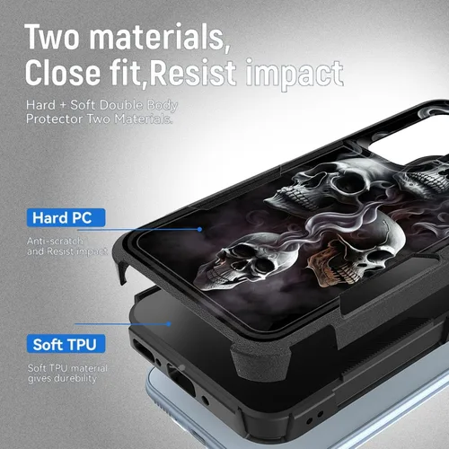 Vista 652 de Funda para Galaxy A14 5G, resistente de doble capa híbrida de policarbonato duro, goma suave, a prueba de golpes, funda protectora resistente