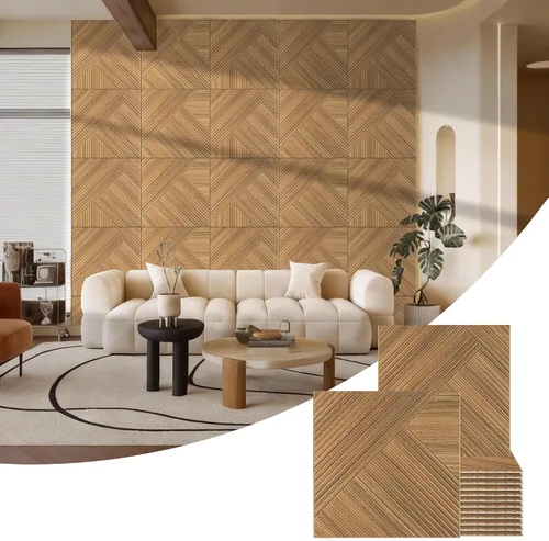 Vista 2 de BUBOS Paquete de 6 paneles de pared de madera sintética, panel de sonido Negro