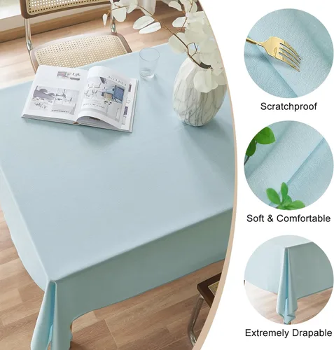 Vista 5 de AUSSPVOCT 2 manteles de lino texturizado para mesa rectangular, 52 x 70 pulgadas, mantel rectangular impermeable, lavable, tela para mesa