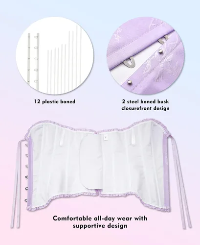 Vista 27 de SZIVYSHI Corsé para mujer, lencería moldeadora, body con cintura de encaje