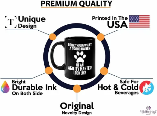 Vista 2 de Taza de café de entrenamiento para perros, 11 onzas, color negro, agility m*ster looks - Entrenador de perros, dueño de mascotas, caminante