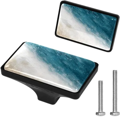 Vista 12 de LORVIES Paquete de 4 pomos decorativos florales de 1.65 pulgadas para gabinete, rectángulo de vidrio ABS con un solo agujero, tiradores de puerta