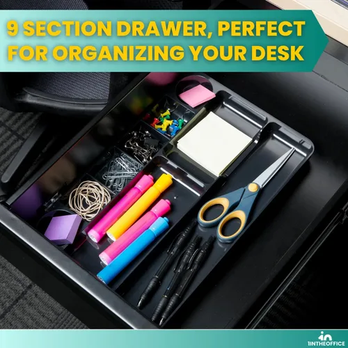 Vista 8 de 1InTheOffice Organizador de cajones de escritorio con 9 compartimentos para cajones (paquete de 2)
