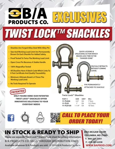 Vista 2 de Cantidad: 2, 11-TLS1 -x2, Fuerte. Alta capacidad de 1 pulgada, 12.5 toneladas WLL aleación Twist Lock Anchor Grillet, alta capacidad para grúa