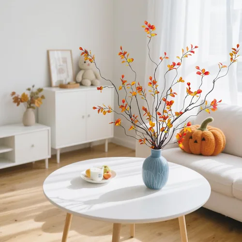 Vista 4 de 4 ramas de ficus artificiales de tallos de otoño, tallos de eucalipto sintético de 47.2 pulgadas, decoración de otoño, hojas falsas, decoración