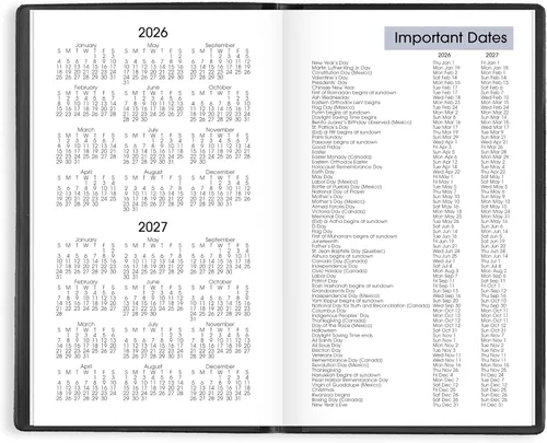 Vista 4 de AT-A-GLANCE 2026 Agenda, Semanal, 3-1/2" x 6", Tamaño de Bolsillo, Programación Abierta, DayMinder, Negro (SK480026)
