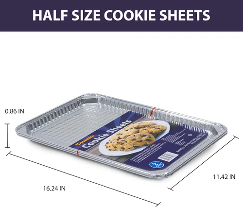 Vista 3 de Dynamic Hojas de aluminio para galletas de tamaño medio, paquete de 2, tamaño de bandeja de 16.24 x 11.42 x 0.86 pulgadas, resistentes, desechables