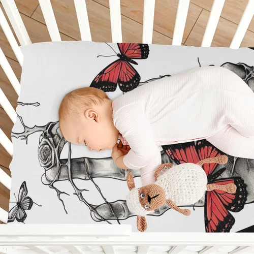 Vista 8 de Fitted Crib Sheets Skeleton Hand Butterfly Mini Crib Sheets for Boy & Girl Toddler Mattress Sheets Playard Sheet 21216126