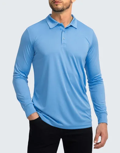 Vista 5 de Camisa polo de manga larga para hombre, ligera, protección solar UPF 50+, camisas geniales para hombres, trabajo, pesca, al aire libre