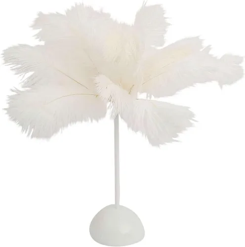 Vista 7 de Efavormart - Lámpara de mesa LED de plumas de avestruz blanca de 15 pulgadas, centro de mesa inalámbrico con pilas para bodas y fiestas, luz