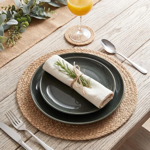 Vista 7 de Eco Crave - Juego de 2 manteles individuales redondos tejidos de yute, natural, 33 cm, estilo boho, rústico, de granja, tejido a mano