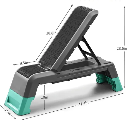 Vista 2 de leikefitness Plataforma aeróbica multifuncional con plataforma de entrenamiento de cable, banco de mancuernas ajustable, banco de pesas