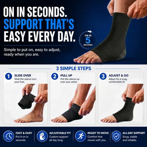 Vista 8 de SB SOX Tobillera de compresión (1 par) – Manga de soporte de tobillo para hombres y mujeres – Alivio para Aquiles, esguinces, fascitis plantar