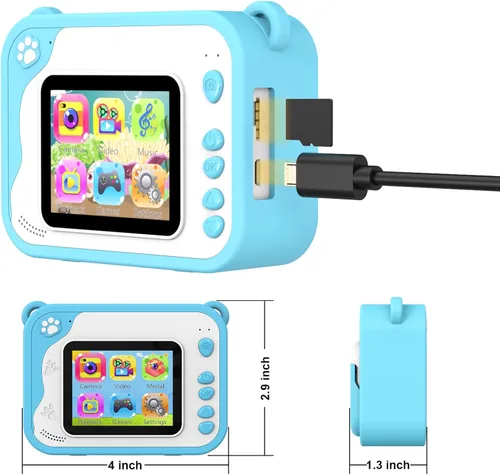 Vista 8 de Cámara para niños con impresión instantánea, video de 1080P, tarjeta SD de 32 GB, juguete para niños, regalos de cumpleaños de Pascua para niños