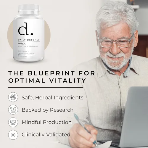Vista 7 de Pure DHEA 25mg para mujeres y hombres Suplemento de DHEA para mujeres y hombres, la dosis justa de vitaminas DHEA para vitalidad, impulso de energía