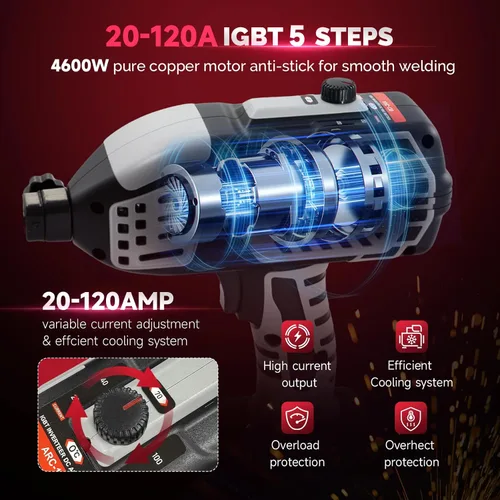 Vista 3 de Máquina de soldadura portátil soldadora de mano – Inversor IGBT de 110 V 20-120 A Pistola de soldadura de mano Soldadora Portatil se adapta a