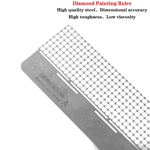Vista 4 de 1 regla de pintura de diamante 5D, malla de acero inoxidable con 400 espacios y herramienta de sujeción